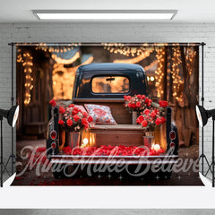 Aperturee - Bright Red Roses Truck Light Bokeh Floral Backdrop