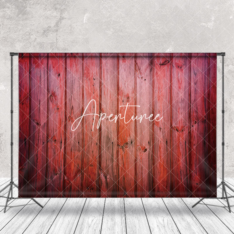 Aperturee - Bright Red Wooden Wall Simple Photo Studio Backdrop