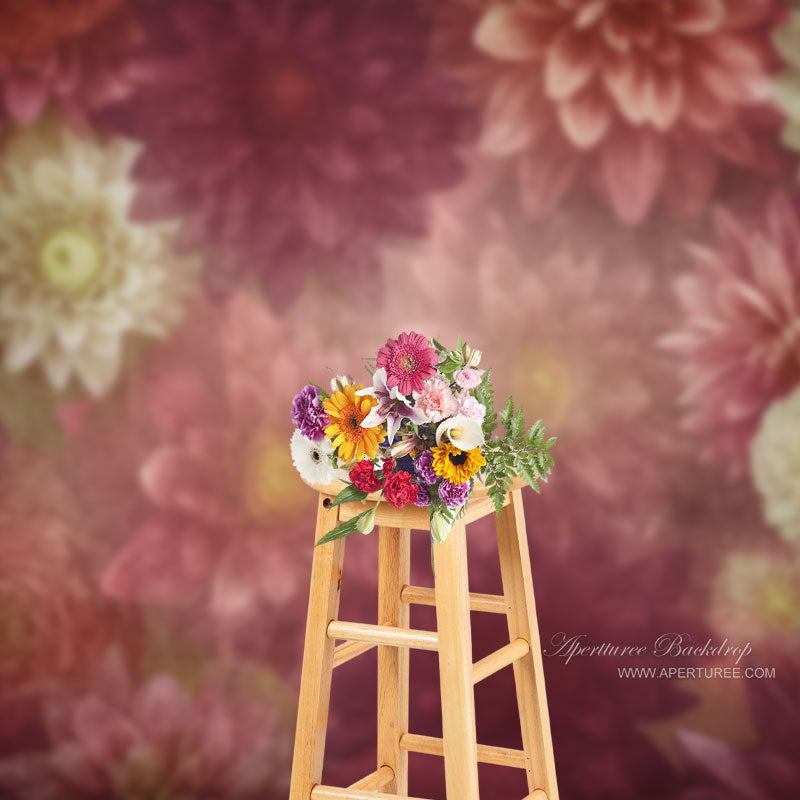 Aperturee - Bright Vermilion Fine Art Floral Photo Booth Backdrop