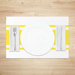 Aperturee - Bright Yellow White Simple Dining Set Of 4 Placemats