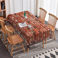 Aperturee - Broken Brick Wall White Retro Rectangle Tablecloth