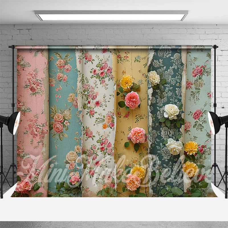 Aperturee - Broken Wallpaper Flowers Decoration Outdoor Backdrop