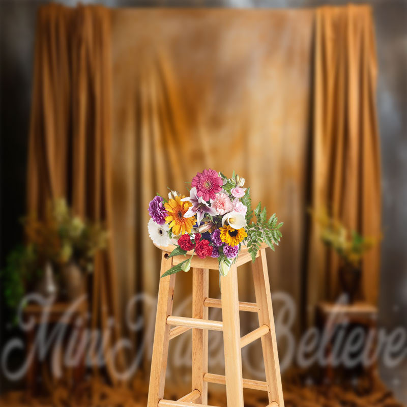 Aperturee - Brown Abstract Curtain Vases Photo Booth Backdrop