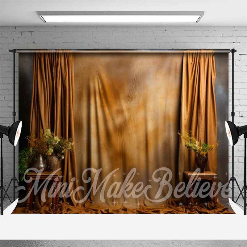 Aperturee - Brown Abstract Curtain Vases Photo Booth Backdrop