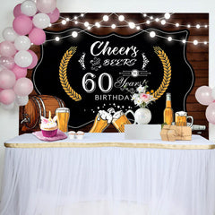 Aperturee - Brown And Black Light Ballon 60Th Birthday Backdrop