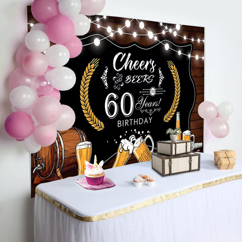 Aperturee - Brown And Black Light Ballon 60Th Birthday Backdrop