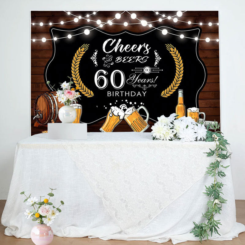 Aperturee - Brown And Black Light Ballon 60Th Birthday Backdrop