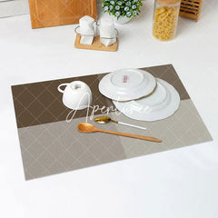 Aperturee - Brown And Grey Rectangles Simple Set Of 4 Placemats