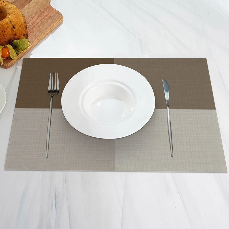 Aperturee - Brown And Grey Rectangles Simple Set Of 4 Placemats