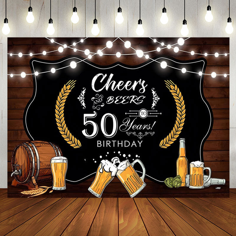 Aperturee - Brown Barrel Ball And Beers 50Th Birthday Backdrop