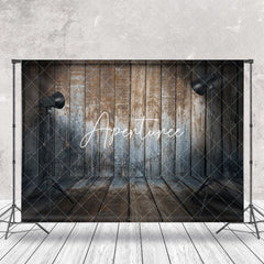 Aperturee - Brown Blue Retro Wood Grain Photography Backdrop