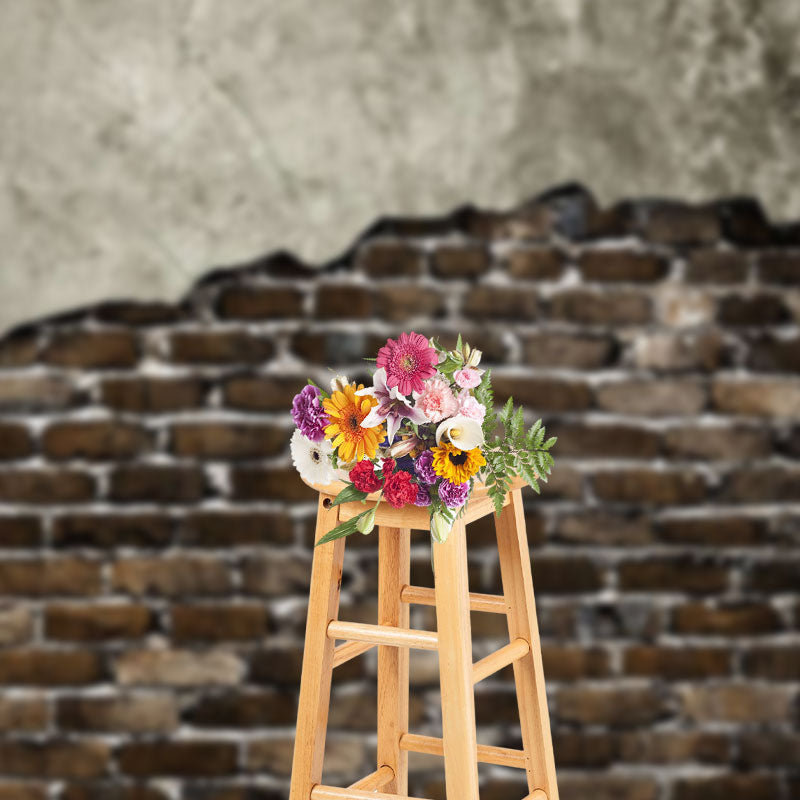 Aperturee - Brown Brick Wall Texture Photography Studio Backdrop