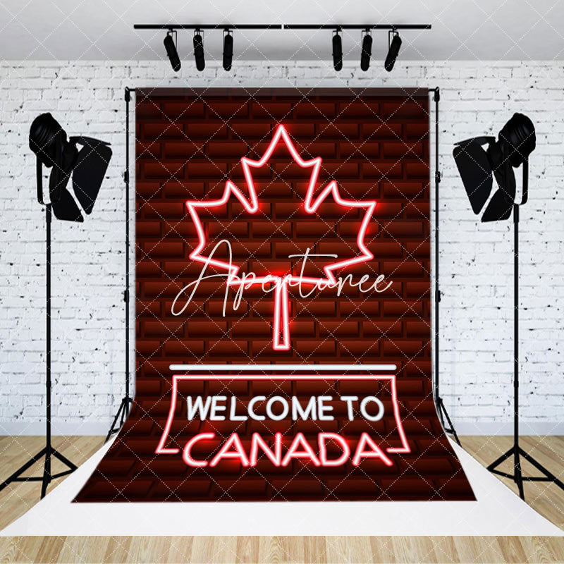 Aperturee - Brown Brick Wall Welcome To Canada Party Backdrop