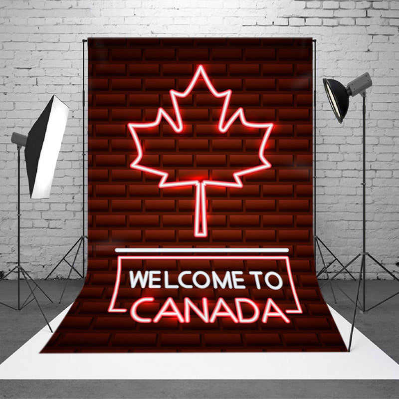 Aperturee - Brown Brick Wall Welcome To Canada Party Backdrop