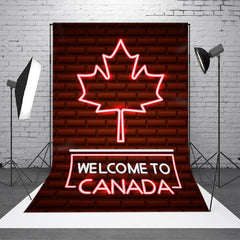 Aperturee - Brown Brick Wall Welcome To Canada Party Backdrop