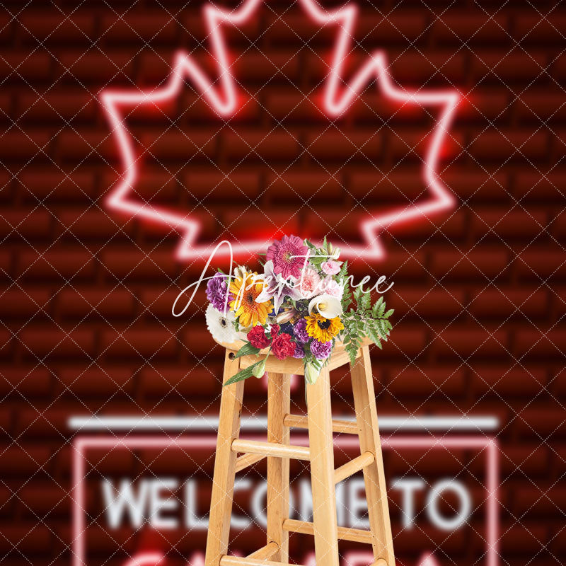 Aperturee - Brown Brick Wall Welcome To Canada Party Backdrop