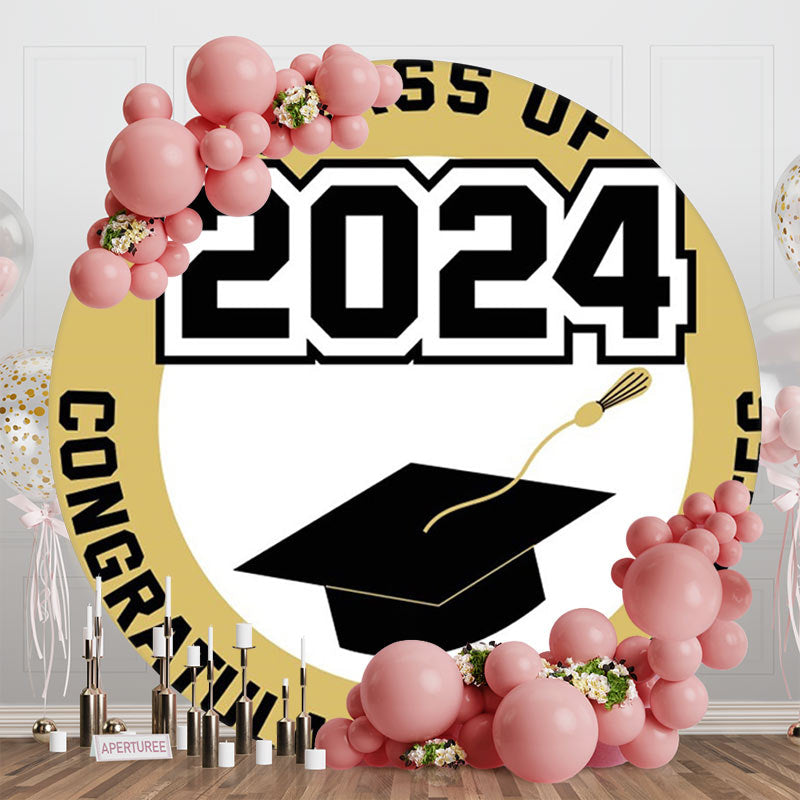 Aperturee - Brown Congratulations Circle Graduation Backdrop