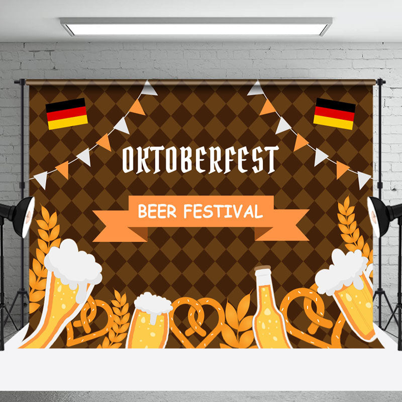 Aperturee - Brown Germany Flag Oktoberfest Beer Festival Backdrop