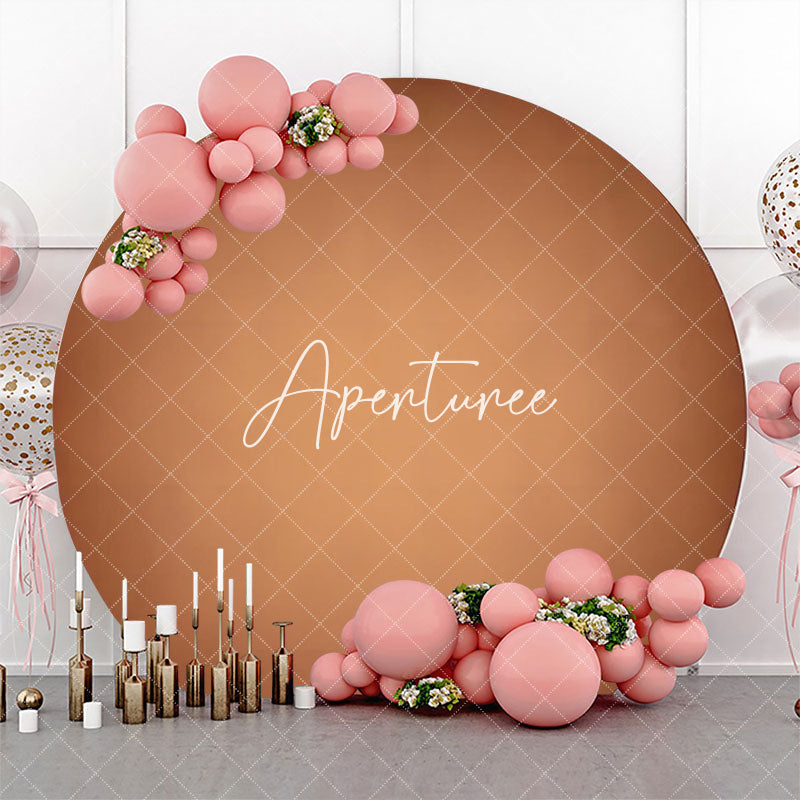 Aperturee - Brown Gradient Simple Round Birthday Party Bakdrop