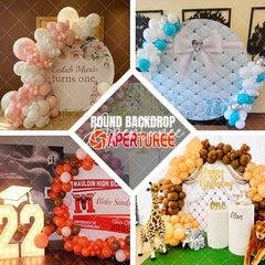 Aperturee - Brown Gradient Simple Round Birthday Party Bakdrop