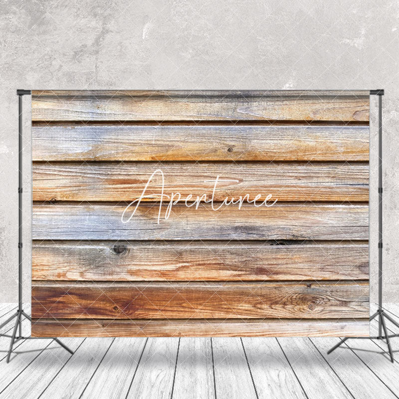 Aperturee - Brown Grey Wooden Retro Wall Photo Booth Backdrop