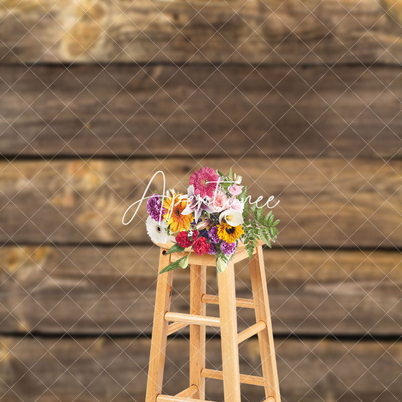 Aperturee - Brown Horizontal Retro Wooden Wall Photo Backdrop