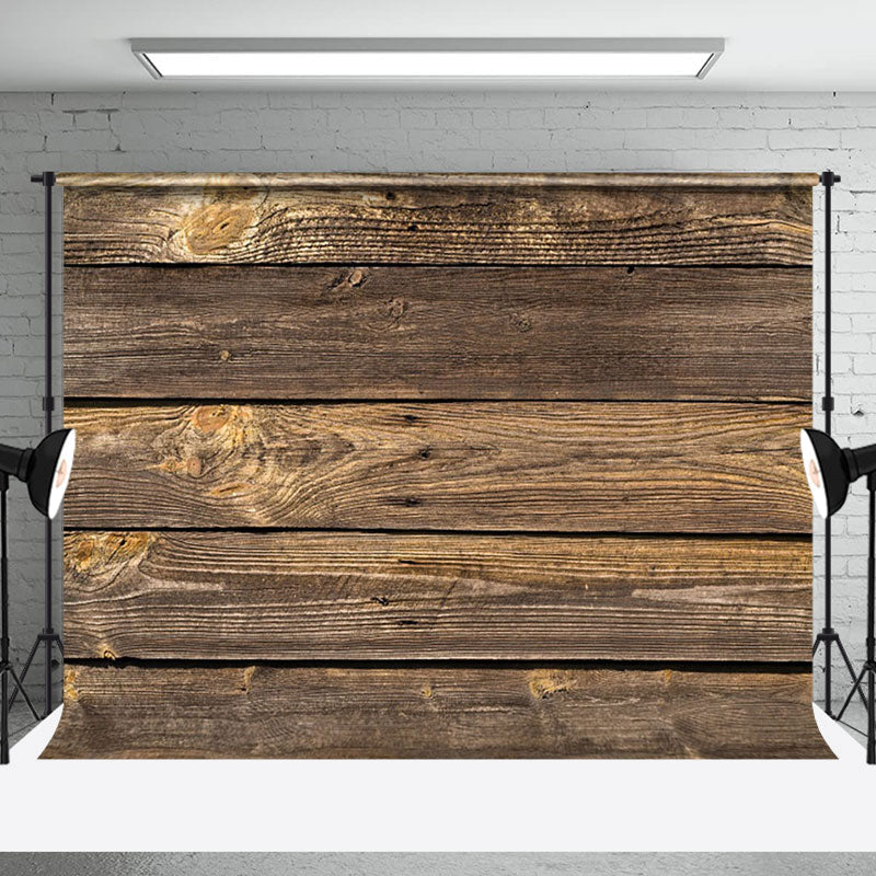 Aperturee - Brown Horizontal Retro Wooden Wall Photo Backdrop