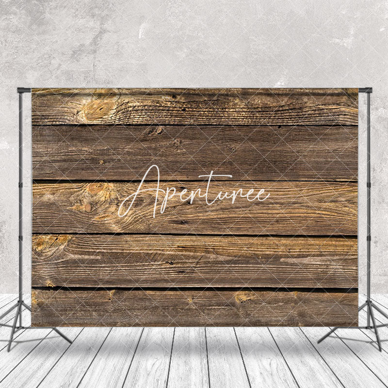 Aperturee - Brown Horizontal Retro Wooden Wall Photo Backdrop