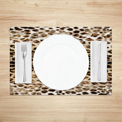 Aperturee - Brown Lifelike Leopard Vintge Set Of 4 Placemats