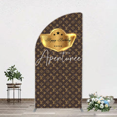 Aperturee - Brown Luxury Leather Brand Arch Birthday Backdrop