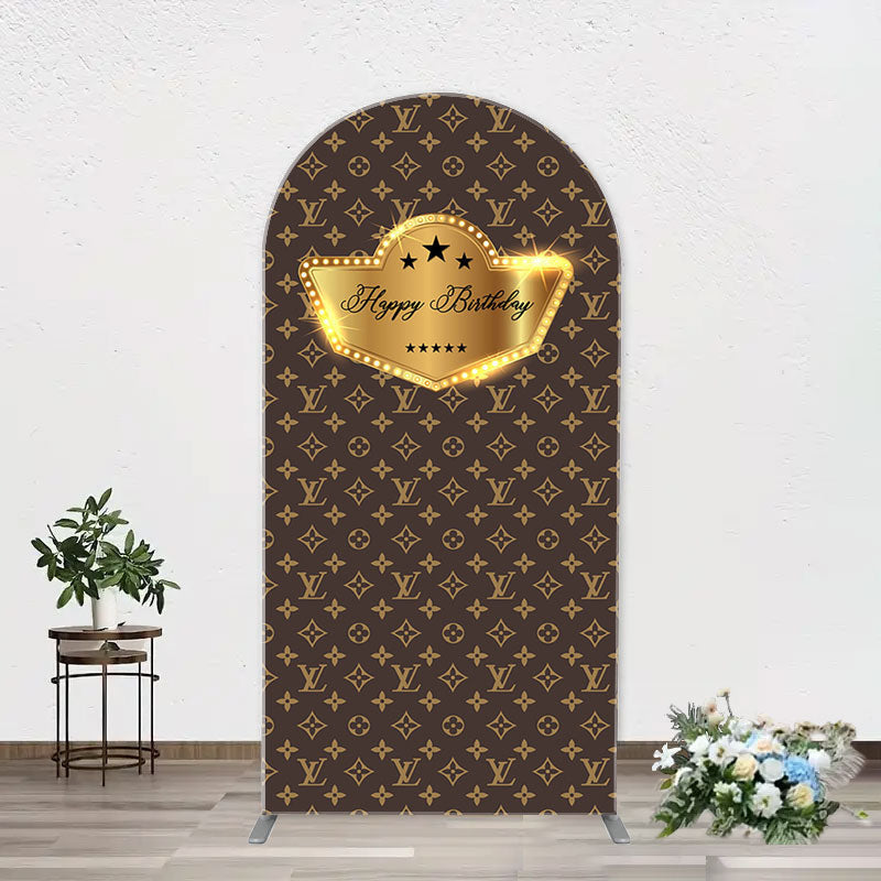 Aperturee - Brown Luxury Leather Brand Arch Birthday Backdrop