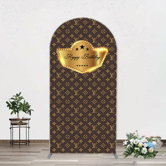 Aperturee - Brown Luxury Leather Brand Arch Birthday Backdrop