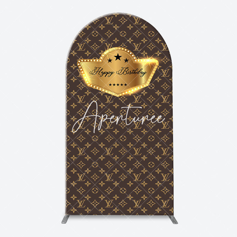 Aperturee - Brown Luxury Leather Brand Arch Birthday Backdrop