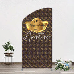 Aperturee - Brown Luxury Leather Brand Arch Birthday Backdrop