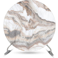 Aperturee - Brown Marble Texture Simple Round Birthday Backdrop