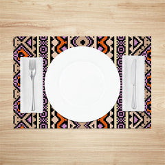 Aperturee - Brown Purple Abstract Patterns Set Of 4 Placemats