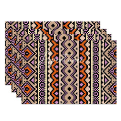 Aperturee - Brown Purple Abstract Patterns Set Of 4 Placemats