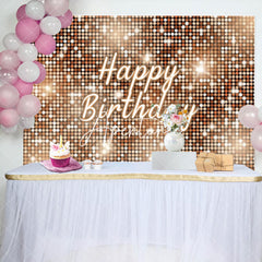 Aperturee - Brown Sequins Sparkle Happy Birthday Party Backdrop