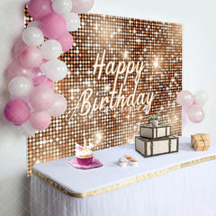 Aperturee - Brown Sequins Sparkle Happy Birthday Party Backdrop