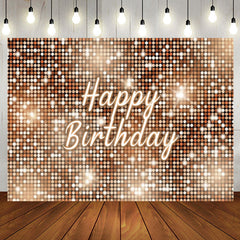 Aperturee - Brown Sequins Sparkle Happy Birthday Party Backdrop