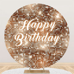 Aperturee - Brown Sparkling Sequin Round Happy Birthday Backdrop