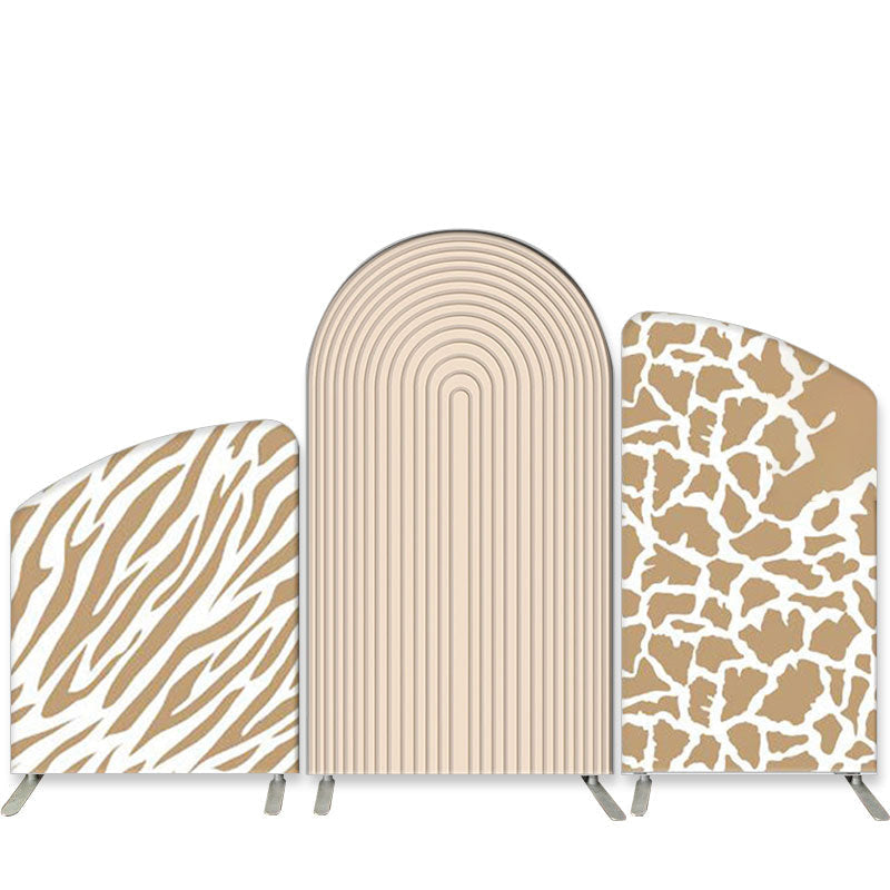 Aperturee Brown Stripe Giraffe Zebra Textured Arch Backdrop Kit