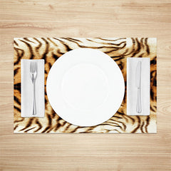 Aperturee - Brown Tiger Stripes Retro Dining Set Of 4 Placemats