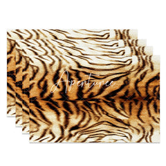 Aperturee - Brown Tiger Stripes Retro Dining Set Of 4 Placemats