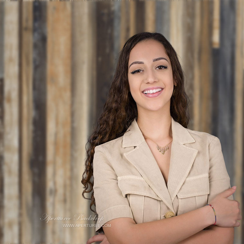 Aperturee - Brown Vertical Stripe Wood Texture Photo Backdrop