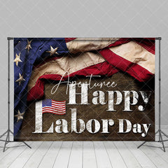 Aperturee - Brown Vintage American Flag Happy Labor Day Backdrop