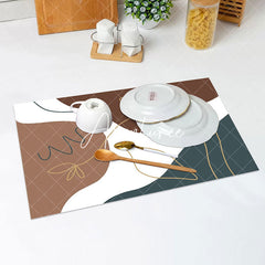 Aperturee - Brown White Blue Lines Pattern Set Of 4 Placemats