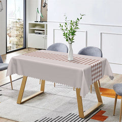 Aperturee - Brown White Grey Plaid Dining Rectangle Tablecloth