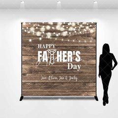 Aperturee - Brown Wood Ball Lights Custom Fathers Day Backdrop