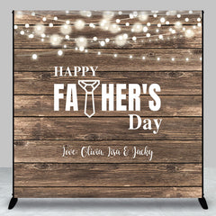 Aperturee - Brown Wood Ball Lights Custom Fathers Day Backdrop